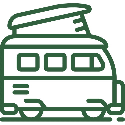 Icon of a camper van outline.