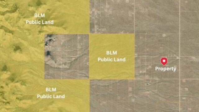 Map highlighting public land and property location.